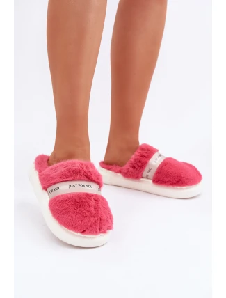 Futrzane Kapcie Z Ozdobnym Paskiem Różowe Savalithea