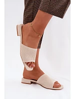 Materiálové dámské pantofle na nízkém podpatku Světle béžové Belissea