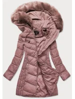 Dámska dlhá prešívaná zimná bunda Old Pink (7689)