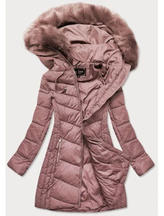Dámska dlhá prešívaná zimná bunda Old Pink (7689)