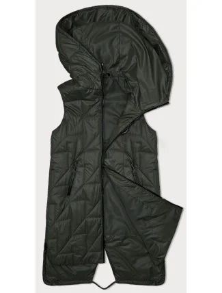 Dámska prešívaná vesta v khaki farbe s asymetrickou spodnou časťou S'West (B8237-11) Dámska prešívaná vesta v khaki farbe s asymetrickou spodnou časťou S'West (B8237-11)