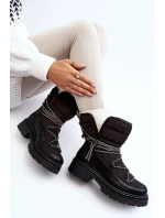 Śniegowce Damskie Z Ozdobnym Wiązaniem Czarne Rilana