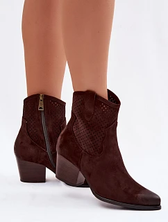 Dámske perforované členkové topánky Cowboy Vinceza 58150 Brown
