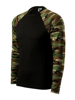 Maskáčové tričko LS unisex maskáčová hnedá