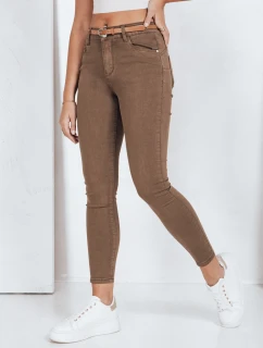 Dámske úzke nohavice s opaskom VIVASKIN hnedé FashionStreet UY2745