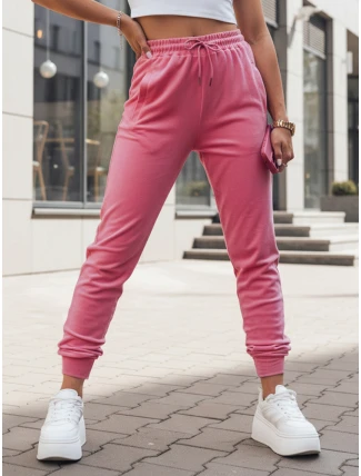 Dámske velúrové ružové tepláky FashionStreet UY2839 Dámske velúrové ružové tepláky FashionStreet UY2839