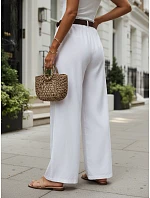 Dámske nohavice z lyocellu so širokými nohavicami, biele, FashionStreet UY3067 Dámske nohavice z lyocellu so širokými nohavicami, biele, FashionStreet UY3067