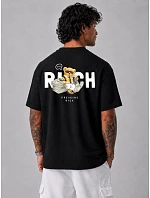 Pánske tričko s potlačou Freaking Rich oversize čierne FashionStreet NX4012R Pánske tričko s potlačou Freaking Rich oversize čierne FashionStreet NX4012R