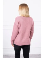 Sveter s výstrihom do V tmavo ružový