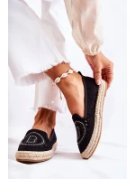 Ażurowe Wsuwane Damskie Espadryle Czarne Meredith