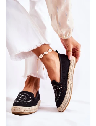 Ażurowe Wsuwane Damskie Espadryle Czarne Meredith