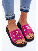 Zamszowe Klapki Damskie Z Przypinkami Vinceza 66741 Fuksja