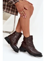 Botki Damskie Z Naturalnej Skóry Ocieplane Artiker 57C1005 Czekoladowe