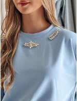 Dámska blúzka s dlhými rukávmi a motýlikom CRYSTALIA modrá FashionStreet RY2769 Dámska blúzka s dlhými rukávmi a motýlikom CRYSTALIA modrá FashionStreet RY2769