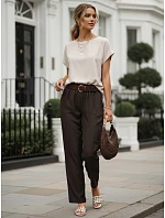 Dámska oversize blúzka z viskózy s krátkymi rukávmi, béžová, FashionStreet RY2927 Dámska oversize blúzka z viskózy s krátkymi rukávmi, béžová, FashionStreet RY2927