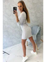 Šaty s výstrihom na gombíky svetlo šedé