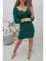 Šaty s gombíkovým výstrihom tmavo zelené