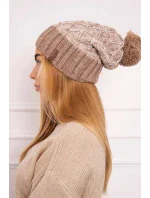 Milano fleecová čiapka K203 ecru melange+dark beige