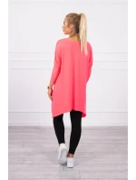 Oversize blúzka s potlačou dúhových pier ružová neónová