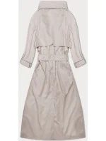 Rovný kabát s vyhrnutými rukávmi svetlo béžovej farby (1818#-62)