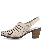 Kožené sandále na podpätku Rieker W RKR49B beige Kožené sandále na podpätku Rieker W RKR49B beige