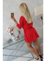 Šaty s flitrovým vreckom červené