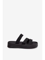 Materiálové dámské pantofle na platformě s pásky Černé Liorine