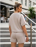 Dámsky viskózový set s motýľom a šortkami béžovej farby FashionStreet AY1184