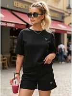 Dámsky viskózový set s motýľom a šortkami čierny FashionStreet AY1200
