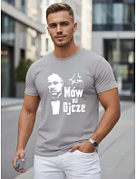 Pánske klasické bavlnené tričko so sivou potlačou FashionStreet NX5145R Pánske klasické bavlnené tričko so sivou potlačou FashionStreet NX5145R
