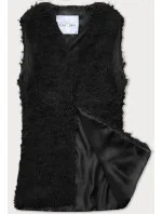 Čierna kožušinová vesta s dlhými vlasmi (1402)