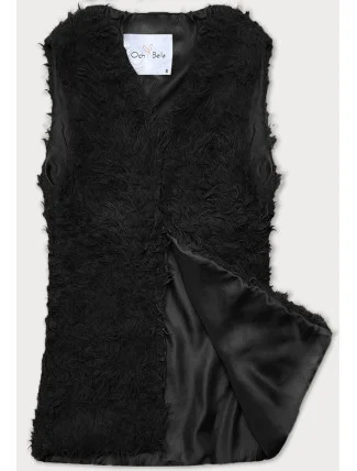Čierna kožušinová vesta s dlhými vlasmi (1402)