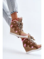 Damskie Sneakersy Na Koturnie Różowe Leoppa