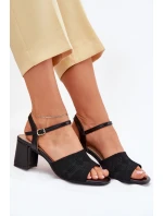 Damskie Sandały Na Słupkowym Obcasie Czarne Sarena
