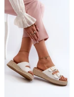 Klapki Damskie Z Plecionką Eko Skórzane Białe Zaloemi