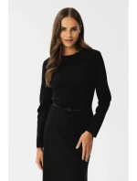 S347 Šaty s prednými skladmi - čierne