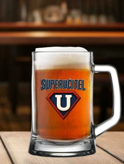SUPERUČITEL (ZNAK) - pivní sklenice 0,5 l 