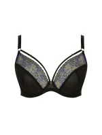 Valentina Plunge Bra 10726 Black with Blue Pattern - Panache Valentina Plunge Bra 10726 Black with Blue Pattern - Panache
