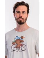 Pánska nočná košeľa s krátkym rukávom Medveď na bicykli Pánska nočná košeľa s krátkym rukávom Medveď na bicykli