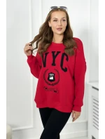 Bavlnená súprava, zateplená mikina + legíny červený