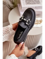 Damskie Skórzane Mokasyny Z Ozdobą CheBello 4369 Czarne