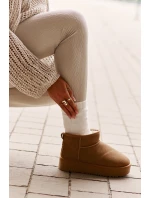 Skórzane Zamszowe Śniegowce Na Platformie Camel Nereviana