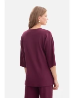 B301 Rebrovaný pletený top - slivka