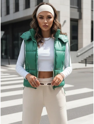 Dámska prešívaná vesta OSHE zelená FashionStreet TY3702 Dámska prešívaná vesta OSHE zelená FashionStreet TY3702