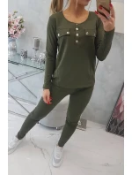 Súprava s khaki výstrihom na gombíky