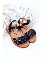 Dziecięce Sandały Z Wężowym Wzorem Czarne Baxlee