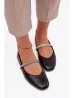 Dámské baleríny s lesklými pásky černé Ilirene