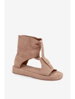 Dámské sandály s vysokým svrškem tmavě béžové Coralya