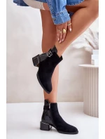 Elegantné členkové topánky na podpätku zateplené čierne