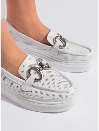 Originálne dámske biele mokasíny bez podpätku Originálne dámske biele mokasíny bez podpätku
